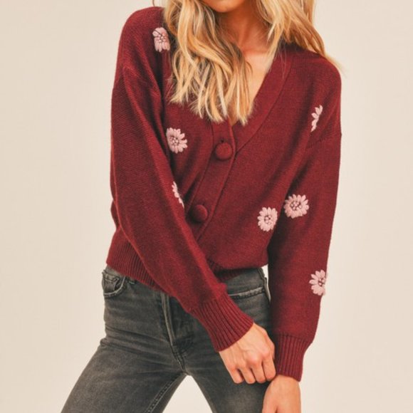 NWT Floral  Embroidered Cardigan Sweater - Picture 7 of 10